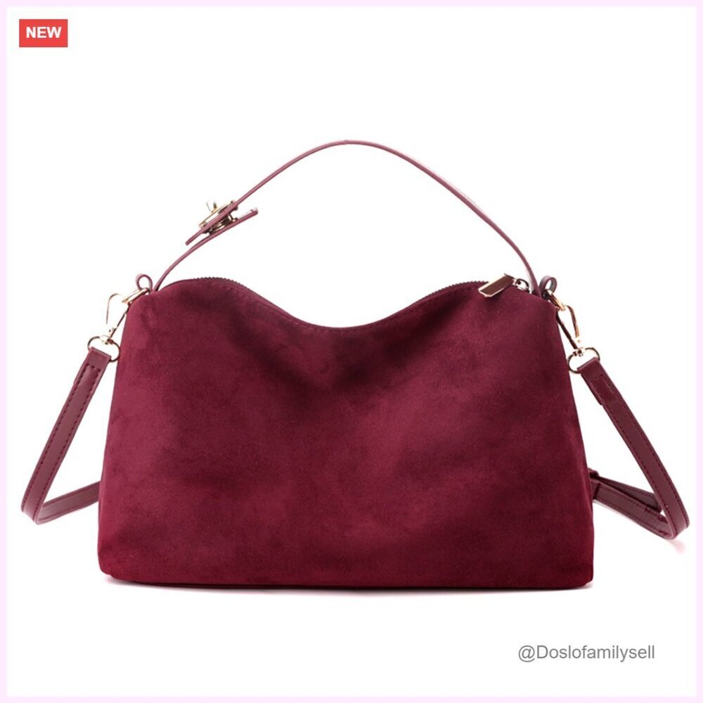 Suede Slouchy Hobo Crossbody Bag with Adjustable Strap